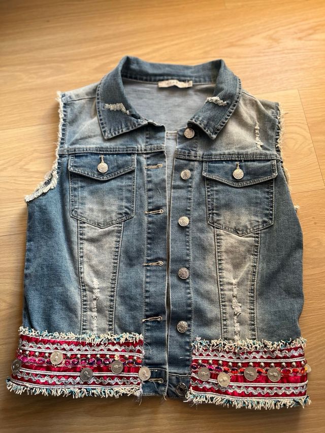 Gilet etnico in denim - multicolore