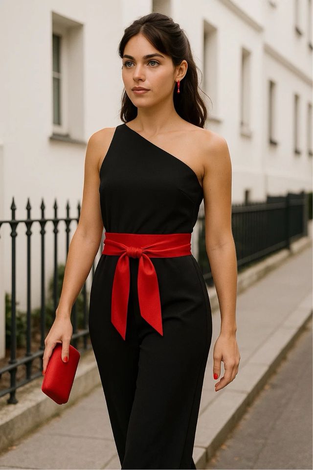 Mono negro rojo - Fiesta elegante