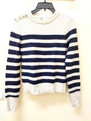 Jersey Zara rayas beige-azul talla 19