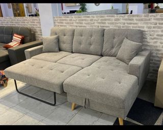 Sofá chaise longue cama gris - NURIA