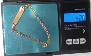 Esclava Barbada doble Oro 18k,  4.20g, 17.5cm.