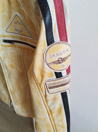 Cazadora gerome moto cuero amarilla talla L