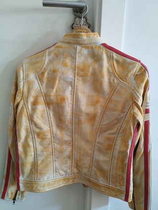 Cazadora gerome moto cuero amarilla talla L