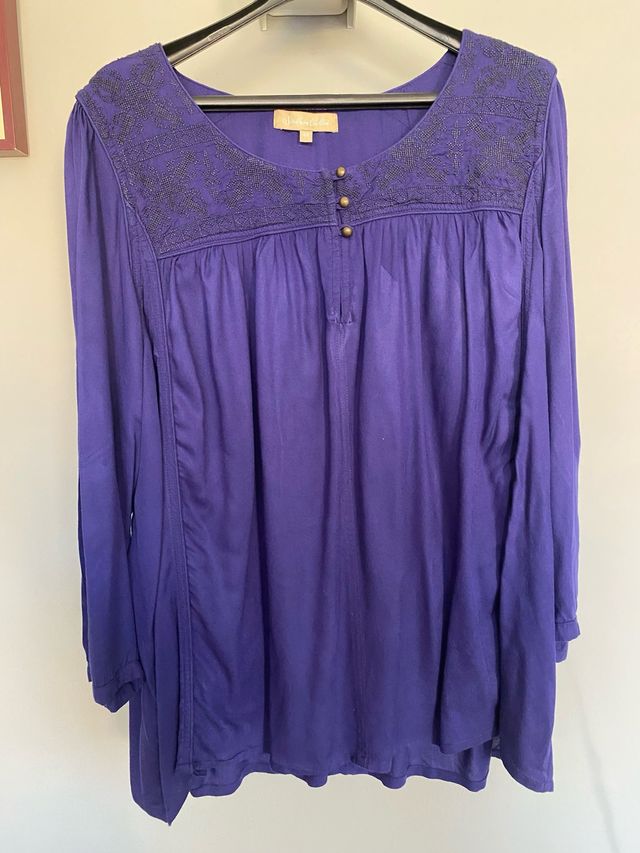 Blusa S.Cotton azul manga larga T.48