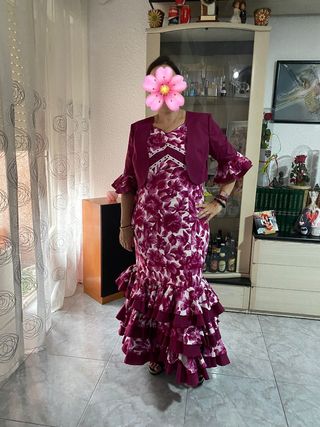 Traje Flamenca/Sevillana - buganvilla y blanco