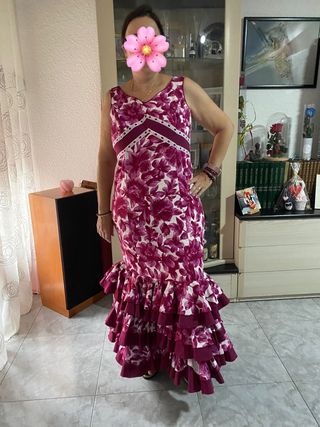 Traje Flamenca/Sevillana - buganvilla y blanco