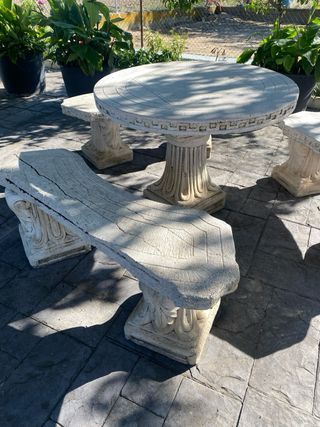 Conjunto jardín piedra - Mesa + bancos
