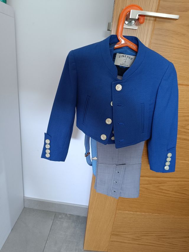 Traje corto niño flamenco azul