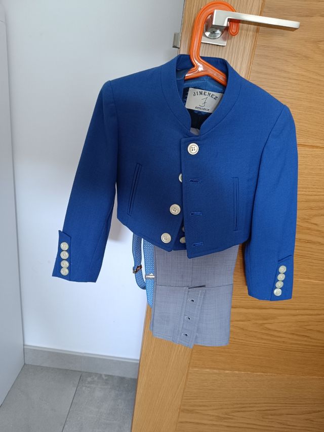 Traje corto niño flamenco azul