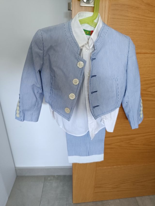 Traje niño rayas azul claro