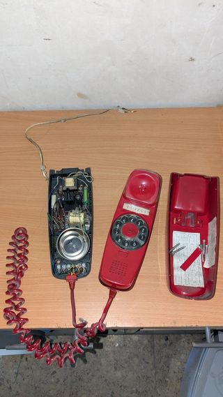 Teléfono góndola Telefónica AUN 8080 rojo antiguo
