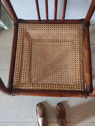 Butaca mimbre marrón - Silla vintage