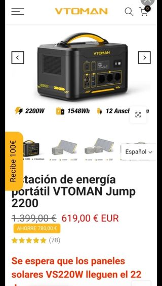 Estación energía portátil 2200W