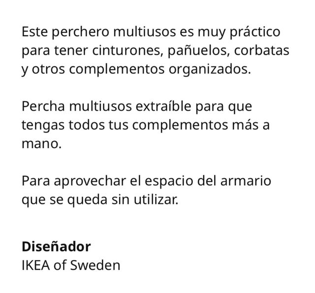 Perchero Ikea KOMPLEMENT blanco