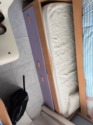 Cama nido infantil - marrón y lila