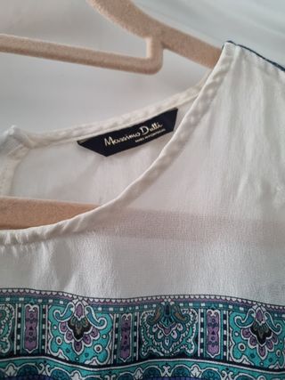 Top de seda estampado paisley azul veraniego