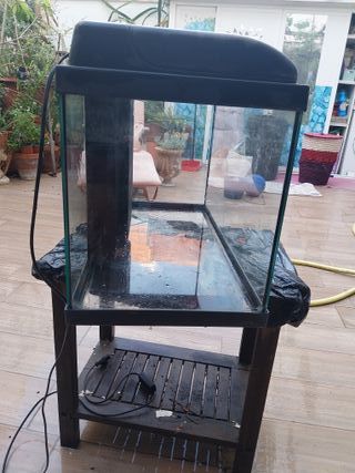 Pecera negra con filtro