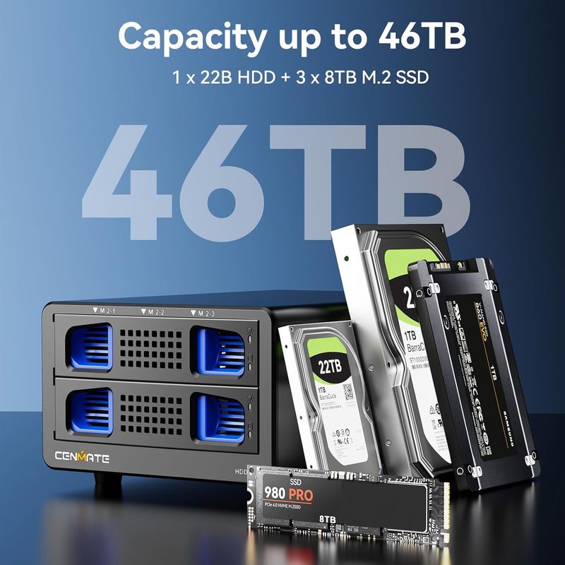 Carcasa discos duros NVMe M.2 HDD+Ventilador 4 Bay afbeelding 4