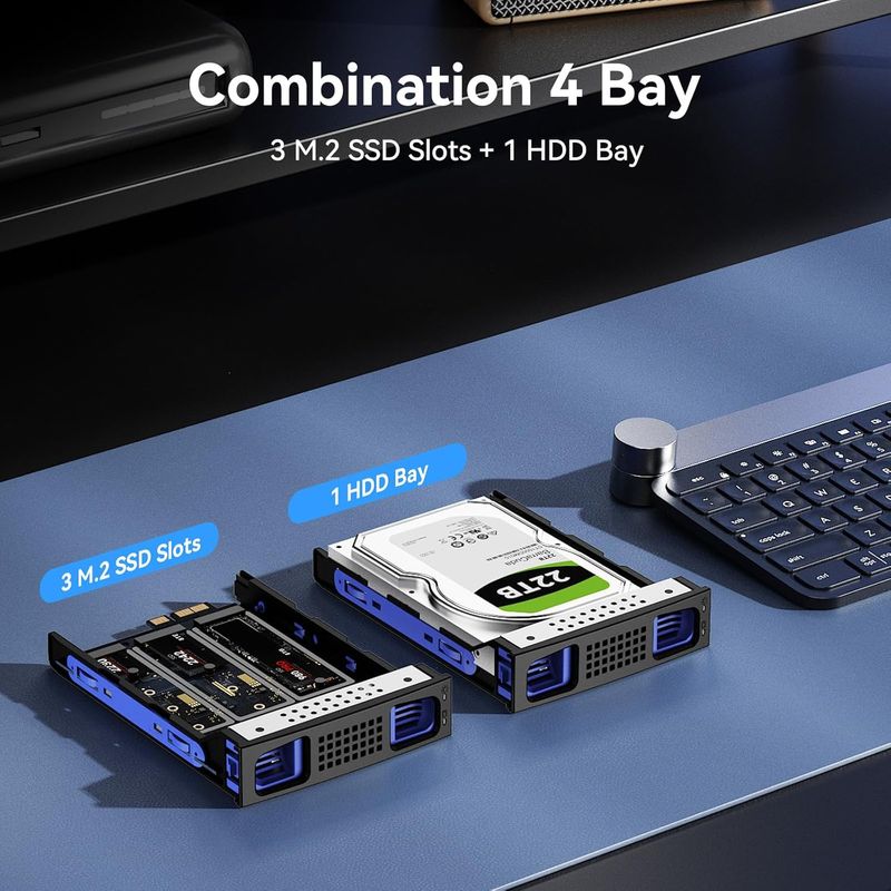 Carcasa discos duros NVMe M.2 HDD+Ventilador 4 Bay afbeelding 3