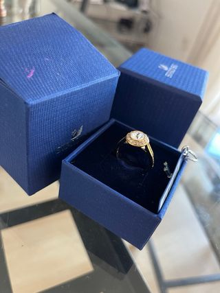 Anillo Swarovski dorado y blanco