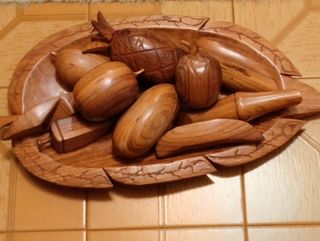 Frutero artesanal madera tallada