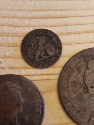 Monedas antiguas de cobre Fernando VII y 2 Republ