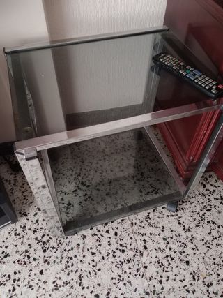 Mesa de centro cristal y metal