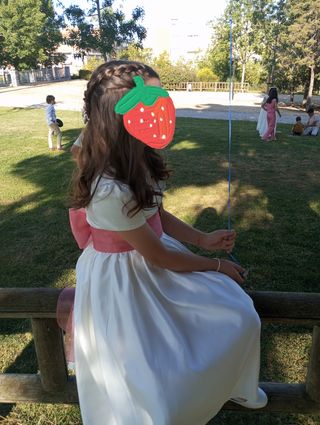 Vestido comunión niña blanco-rosa