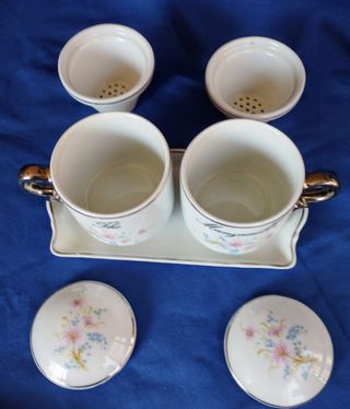 Juego 2 tazas infusiones con bandeja