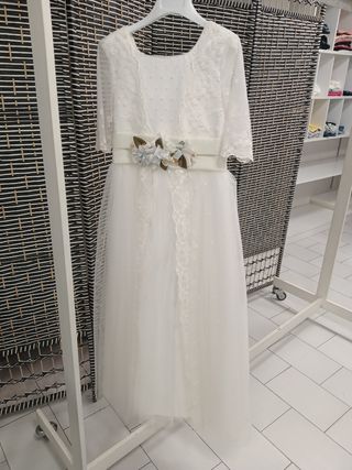 Vestido comunión niña - Tul bordado talla 10