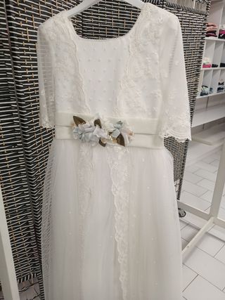 Vestido comunión niña - Tul bordado talla 10