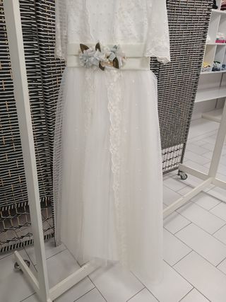 Vestido comunión niña - Tul bordado talla 10
