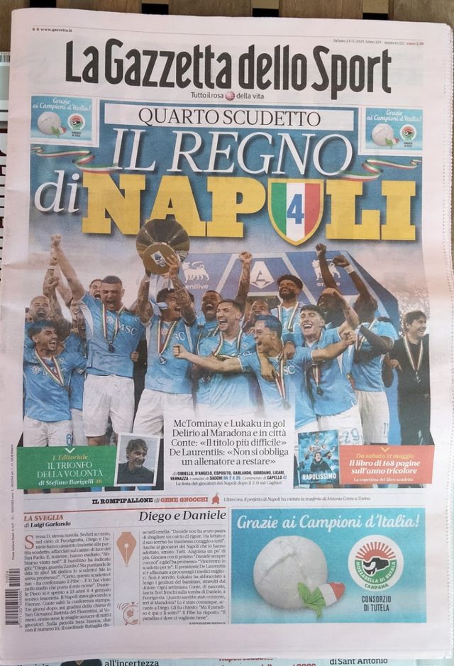Corriere dello Sport - scudetto Napoli 24/05/25
