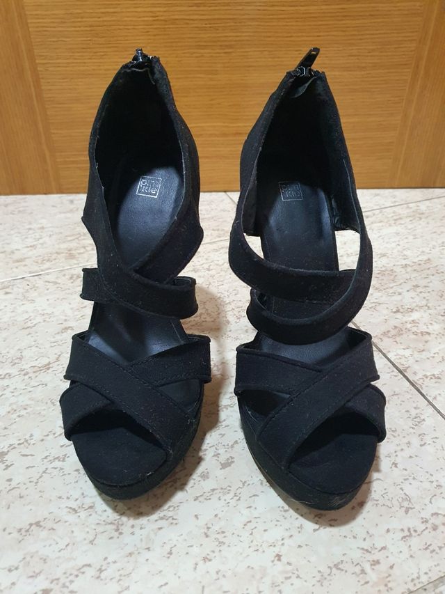 Sandalias tacón negras mujer - talla 36