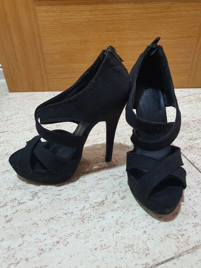 Sandalias tacón negras mujer - talla 36