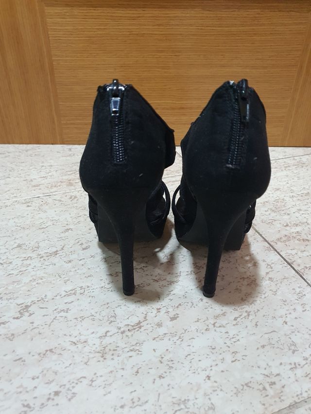 Sandalias tacón negras mujer - talla 36