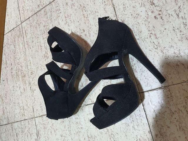 Sandalias tacón negras mujer - talla 36