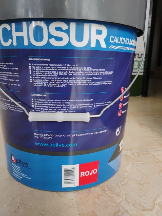 Caucho acrílico Cauchosur Impermeabilización rojo