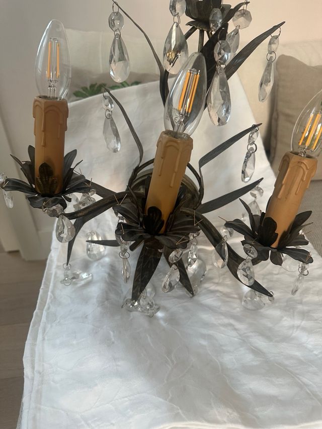 Aplique bronce 3 luces cristales