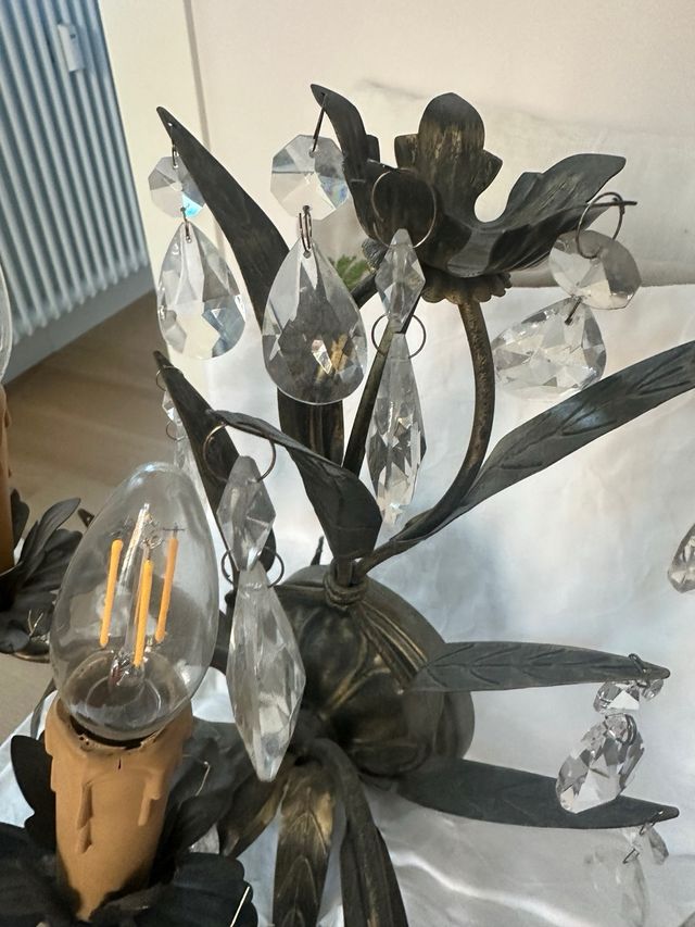 Aplique bronce 3 luces cristales