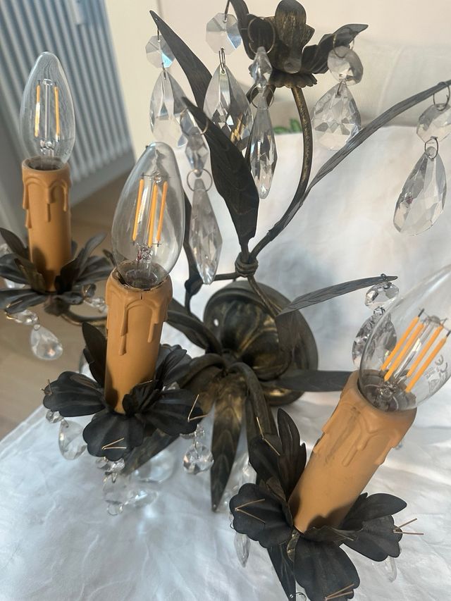 Aplique bronce 3 luces cristales