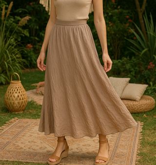 Falda midi marrón claro hippie 