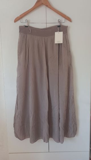 Falda midi marrón claro hippie 
