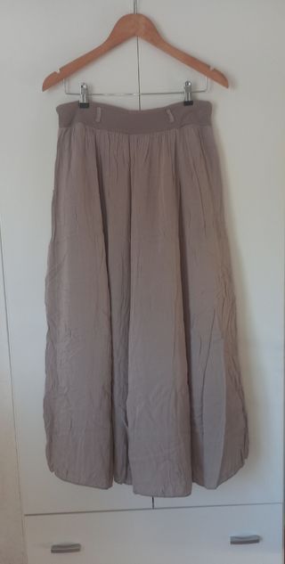 Falda midi marrón claro hippie 