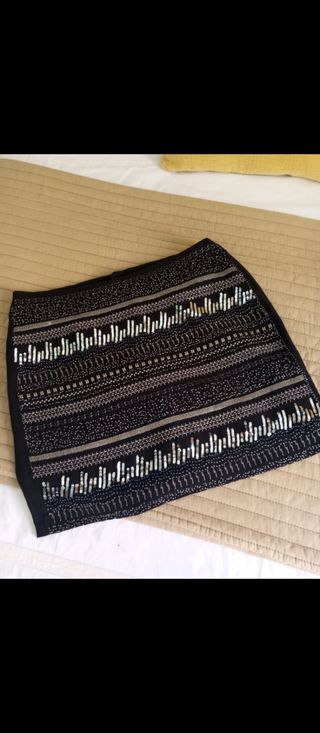 Falda lentejuelas H&M negra plata H&M