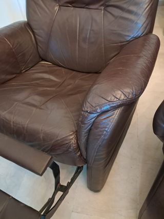 Sillón relax cuero marrón