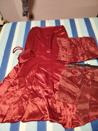 Vestido fiesta burdeo - Talla 42