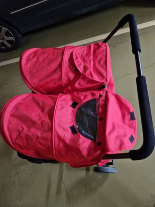 Carrito gemelar doble rojo