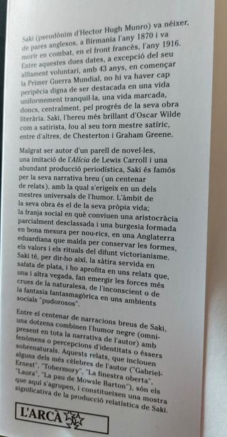 Libro de relatos de "Saki" (en catalán)