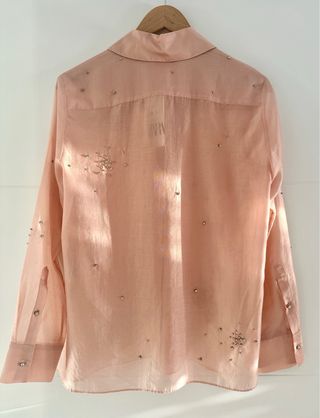 Camisa Zara rosa con pedrería - Talla XS